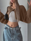 Cozy Chic Drop Shoulder Crop Knitted Sweater - Soft, Long Sleeve, Loose Fit, Y2K Inspired, Women's Fashion Clothing - Perfect for Casual Daily Wear