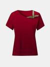 Asymmetrical Neck Short Sleeve T-Shirt