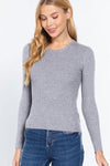 ACTIVE BASIC Full Size Ribbed Round Neck Long Sleeve Knit Top - Everydayswear - 