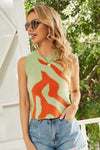 Abstract Print Crewneck Knit Tank - Everydayswear - 