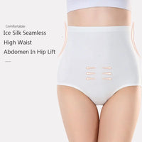 Underwear Women's Ice Silk Seamless High Waist Belly Lifting Buttocks Antibacterial Pure Cotton Crotch Girls Summer Thin