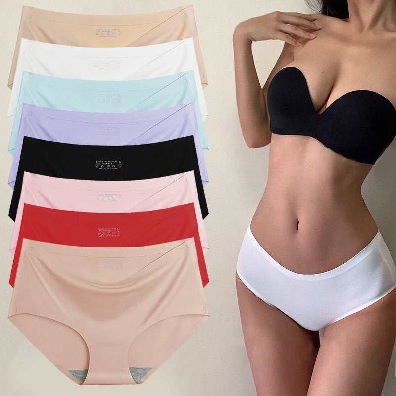 Underwear Women's Ice Silk Seamless High Waist Belly Lifting Buttocks Antibacterial Pure Cotton Crotch Girls Summer Thin