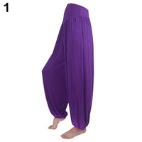 Womens Comfy Harem Loose Long Pants Belly Dance Boho Sports Wide Trousers Women Harem Long Pants Belly Dance Boho Trousers