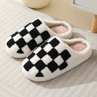 Colorful plaid pattern unisex home winter wool slippers