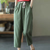 Rimocy 2024 Summer Casual Cotton Linen Pants Women Retro Pockets Loose Harem Pants Woman Solid Elastic Waist Trousers Female