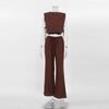 Spring Summer 2023 Women Holiday Linen Pant Set Crop Tops Solid Outfits 2 Two Piece Matching Set For Women