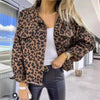 Fashionable And Trendy 2024 Women's Leopard Denim Jackets Fashion Female Casual Lapel Button Down Chest Pocket Jacket Denim Coat