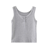 Tank Top for Women Ribbed Button Down Sleeveless Blouse Solid Color Casual Women's Teens Trendy Basic Summer Dresses