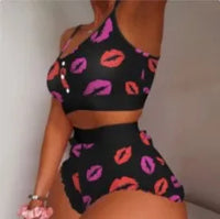 2 Pieces Set Women's Pajama Shorts Suit Multiple Print Underwear Sexy Lingerie Camisoles Tanks Nighty Ladies Loungewear Homewear