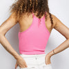 2 Pieces Women Tank Tops Sexy Going Out Sports Ribbed Summer Tops Crop Tops for Ladies Black+Pink