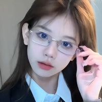 Y2K Harajuku Small Square Frame Glasses Women Retro Metal Eyeglasses Clear Reading Spectacle Blue Light Blocking Eyewear