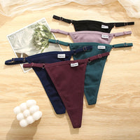 Adjustable Women's Panties FINETOO Sexy Cotton Panties Solid Low Waist Seamless Thongs Female Underpants Women Lingerie 5pcs/set