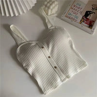 Women's Y2K Cropped Tops with Bra Pads Summer Corset Korean Suspenders Vest Sexy Camisole Slim New