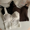 Women's Y2K Cropped Tops with Bra Pads Summer Corset Korean Suspenders Vest Sexy Camisole Slim New