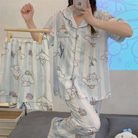 Cute Hello Kitty Kawaii Clothes Kuromi My Melody Cinnamoroll Flannel Pullover Warm Thick Pajamas Homewear Girl