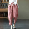 Rimocy 2024 Summer Casual Cotton Linen Pants Women Retro Pockets Loose Harem Pants Woman Solid Elastic Waist Trousers Female