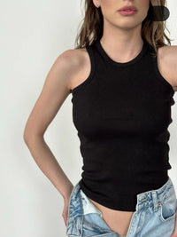 Women's Tees Sleeveless 100% Cotton Tops Summer O Neck Tanks & Camis Vest Slim Solid Sexy Crop Tops for Women Fashion