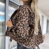 Fashionable And Trendy 2024 Women's Leopard Denim Jackets Fashion Female Casual Lapel Button Down Chest Pocket Jacket Denim Coat