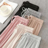 Women Pants Spring Summer Ice Silk Wide Leg Pants 2023 High Waist Loose Straight Casual Pant Female Outdoor Black Trousers