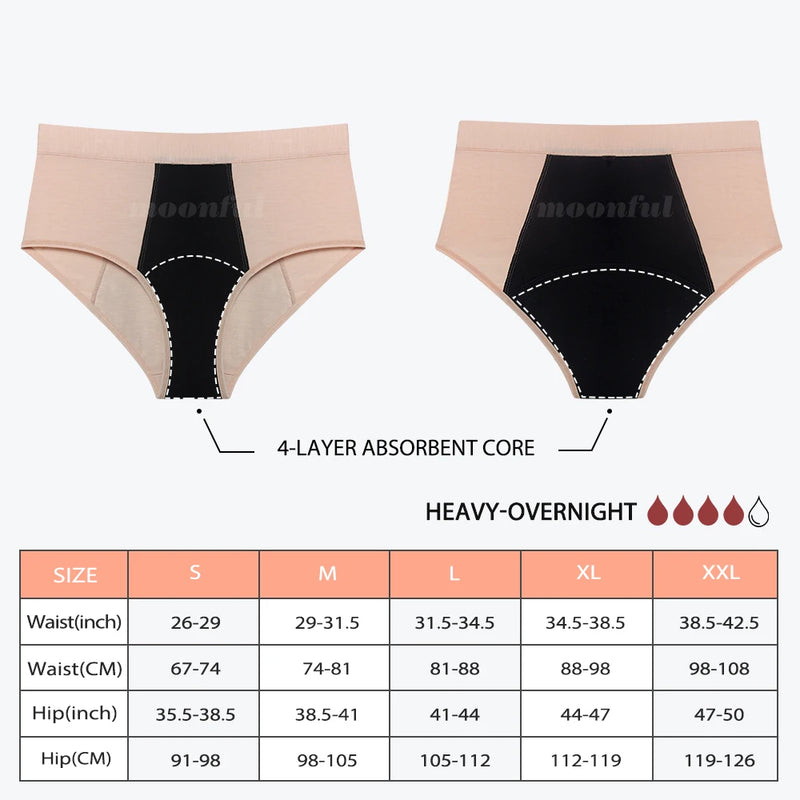 Menstrual Panties Women Abundant Flow Menstrual Period Panties High Waist Menstrual Cycle Absorbent Underwear Leak Proof Panties