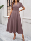 Women's elegant solid color waist dress