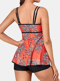 Printed Scoop Neck Two-Piece Swim Set