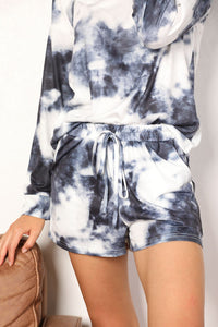 Tie-Dye Round Neck Top and Shorts Lounge Set