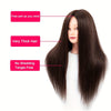 Mannequin Head With Real Hair 65% Straight Training Head With Sturdy Clamp And Tools Cosmetology Mannequin Head For Styling Braid Curly Cut Practice Doll Head