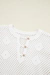 Openwork Notched Long Sleeve Knit Cover Up