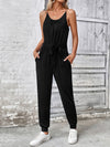 Scoop Neck Tie Waist Jumpsuit