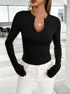 Notched Long Sleeve T-Shirt