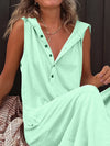 Full Size Half Button Sleeveless Jumpsuit