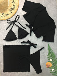 Halter Neck Bikini and Cover Up Four-Piece Swim Set