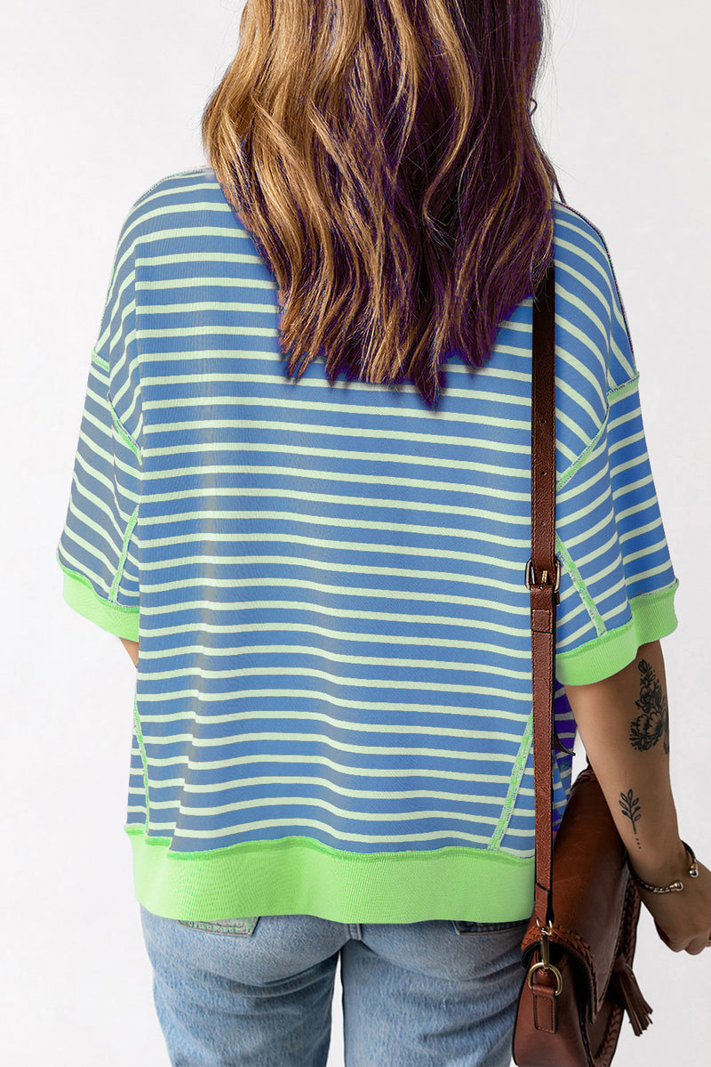 Striped Round Neck Half Sleeve T-Shirt