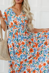 Tied Slit Printed Half Sleeve Maxi Dress