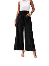 Pocketed Elastic Waist Wide Leg Pants