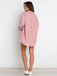 Striped Dropped Shoulder Shirt and Shorts Set