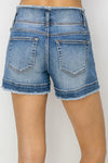 RISEN High Rise Seam Detailed Raw Edge Denim Shorts