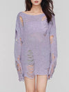 Distressed Boat Neck Knit Cover Up