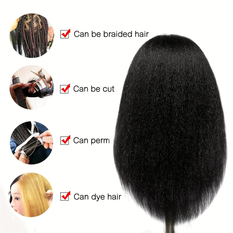 Premium Mannequin Head With 16inch 100% Real Human Hair Yaki Straight Hair For Hairdresser Training Perfect For Professional Use