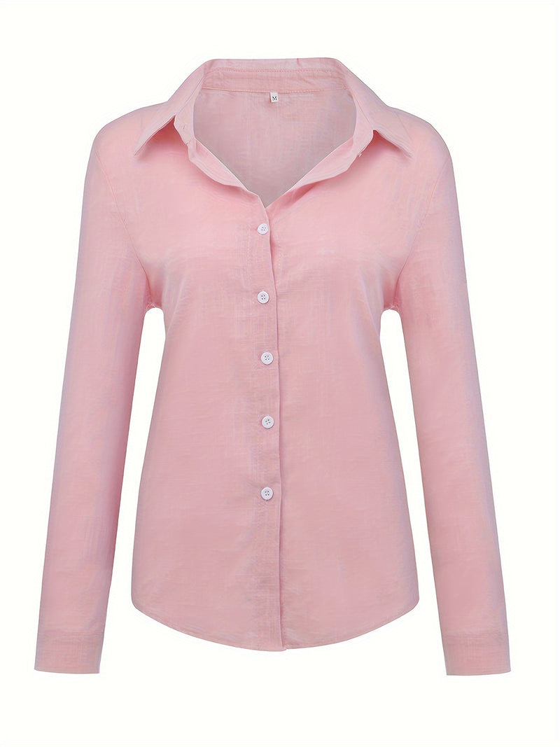 Elegant Spring/Fall Linen Shirt for Women: Versatile, Durable & Easy-Care; Perfect Blend of Style & Comfort