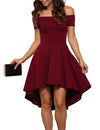 Stunning Off-The-Shoulder Elegant Dress - Solid Slim Fit, Perfect for All Seasons, Women's Party Clothing, Formal Occasions, and Special Events - High-Quality Fabric, Comfortable Wear, and Flattering Silhouette