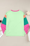 Color Block Round Neck Long Sleeve Top