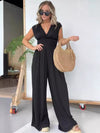 Smocked Cap Sleeve Wide Leg Jumpsuit