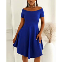 Stunning Off-The-Shoulder Elegant Dress - Solid Slim Fit, Perfect for All Seasons, Women's Party Clothing, Formal Occasions, and Special Events - High-Quality Fabric, Comfortable Wear, and Flattering Silhouette