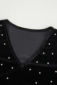 Pearl Detail V-Neck Long Sleeve Bodysuit