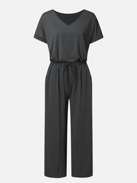 V-Neck Short Sleeve Jumpsuit