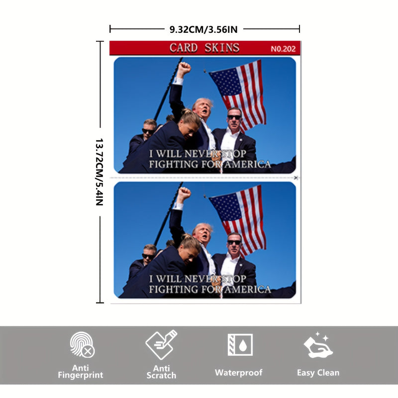 2pcs Stylish Trump PVC Credit Card Stickers - Ultra-Thin, Waterproof, Scratch-Resistant, Anti-Slip Decorative Skins For Credit Cards & Key Cards