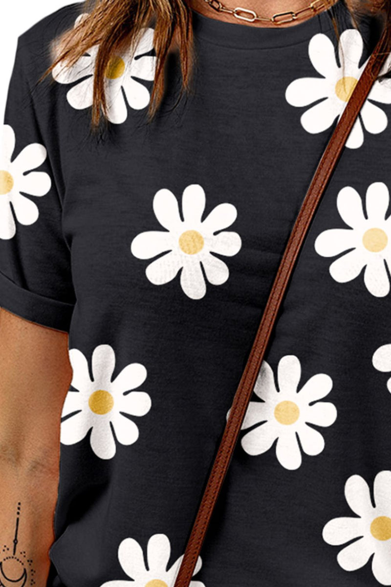 Printed Round Neck Short Sleeve T-Shirt