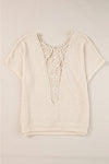 Plus Size Textured Lace Round Neck Short Sleeve T-Shirt